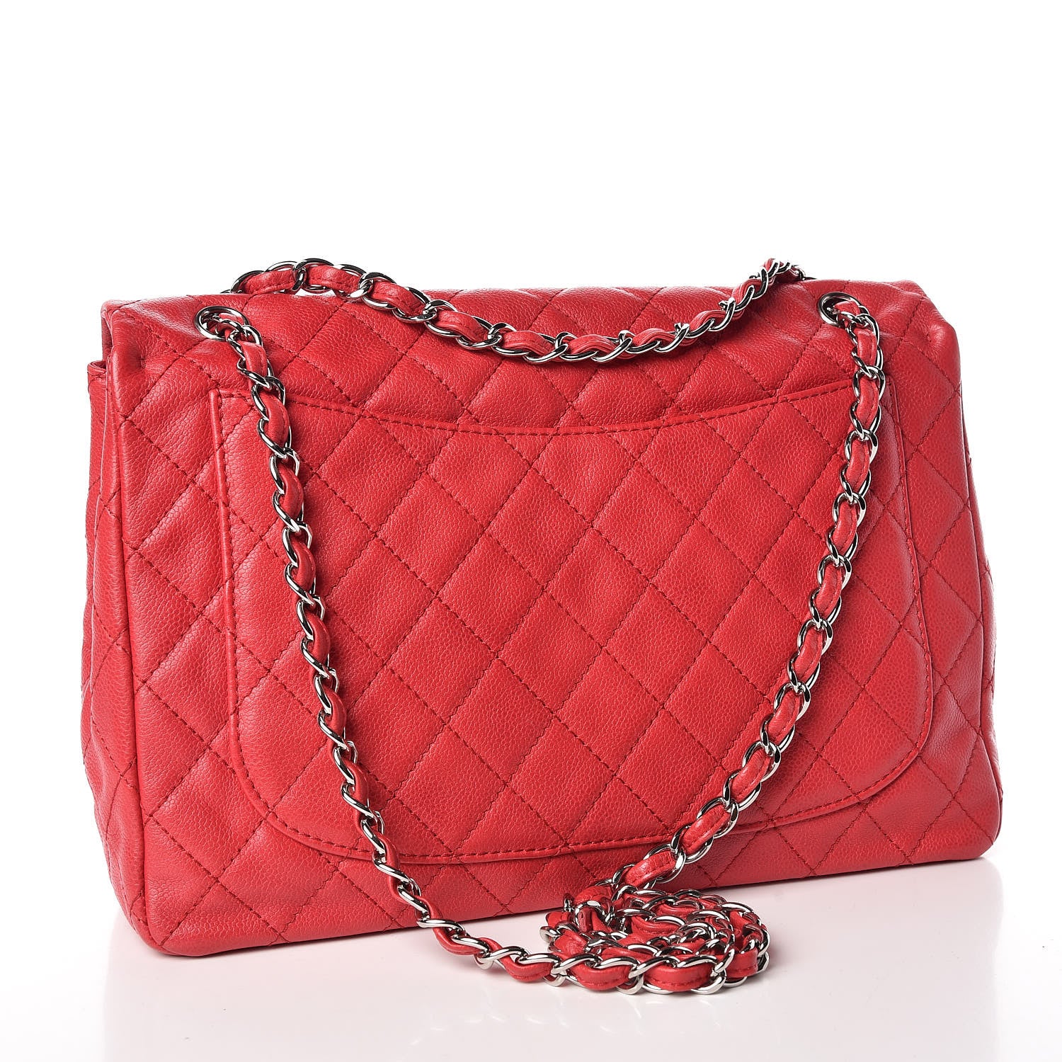 Chanel Washed Caviar Quilted Maxi Single Flap Fuchsia 3 of 9