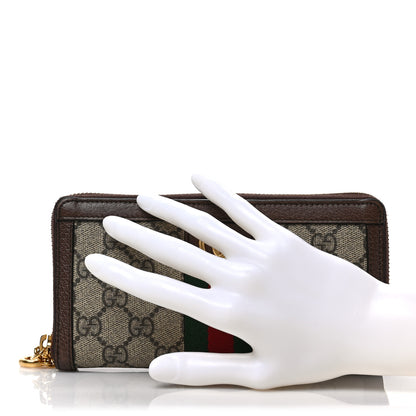 Gucci GG Supreme Monogram Web Ophidia Zip Around Wallet Brown 2 of 7