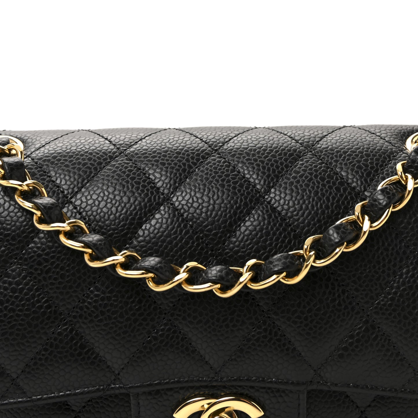 Caviar Quilted Small Double Flap Black