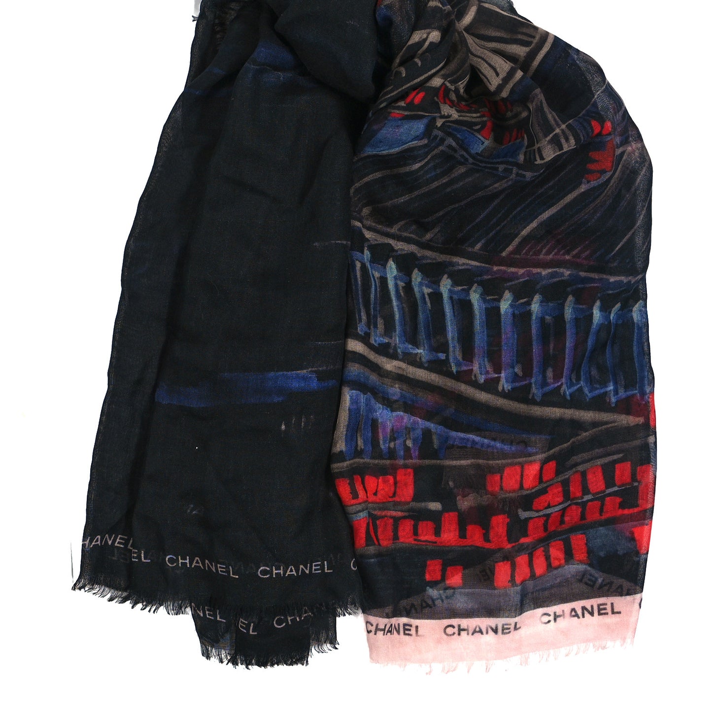 Cashmere Silk City Shawl Black Blue