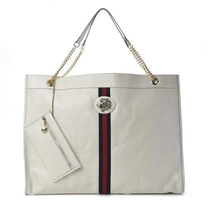 Gucci Calfskin Maxi Rajah Chain Tote White 1 of 10