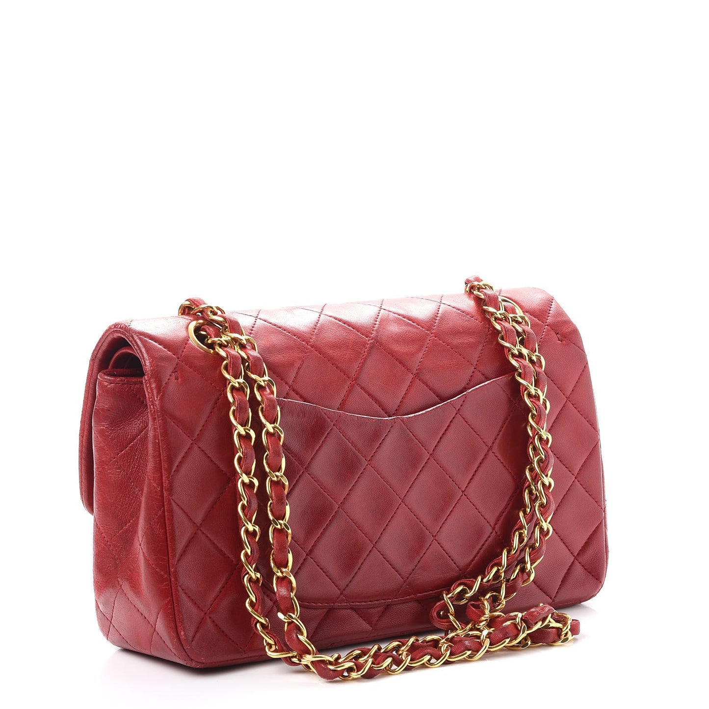 Lambskin Quilted Small Double Flap Red