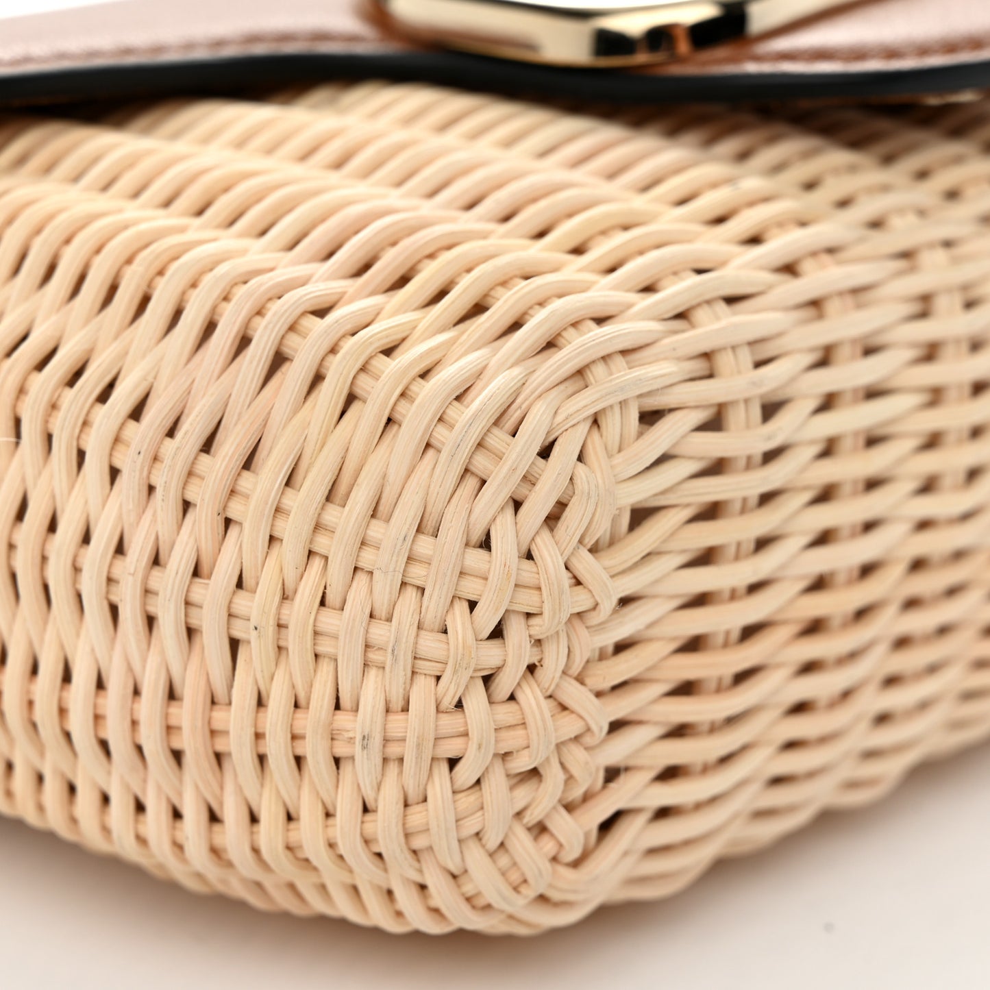 Wicker Calfskin Vlogo Small Loco Shoulder Bag Natural