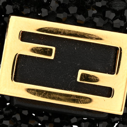 Fendi Crystal Vitello King Beaded Mini Pico Baguette Charm Black 10 of 11