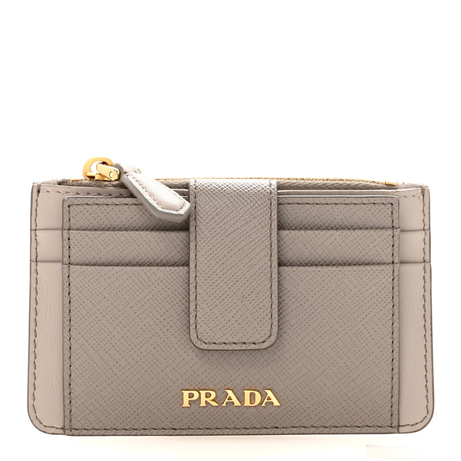 Prada Saffiano City Calf Coin Case Card Holder Argilla Pomice 1 of 7