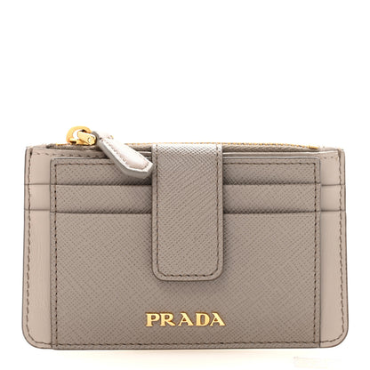 Prada Saffiano City Calf Coin Case Card Holder Argilla Pomice 1 of 7