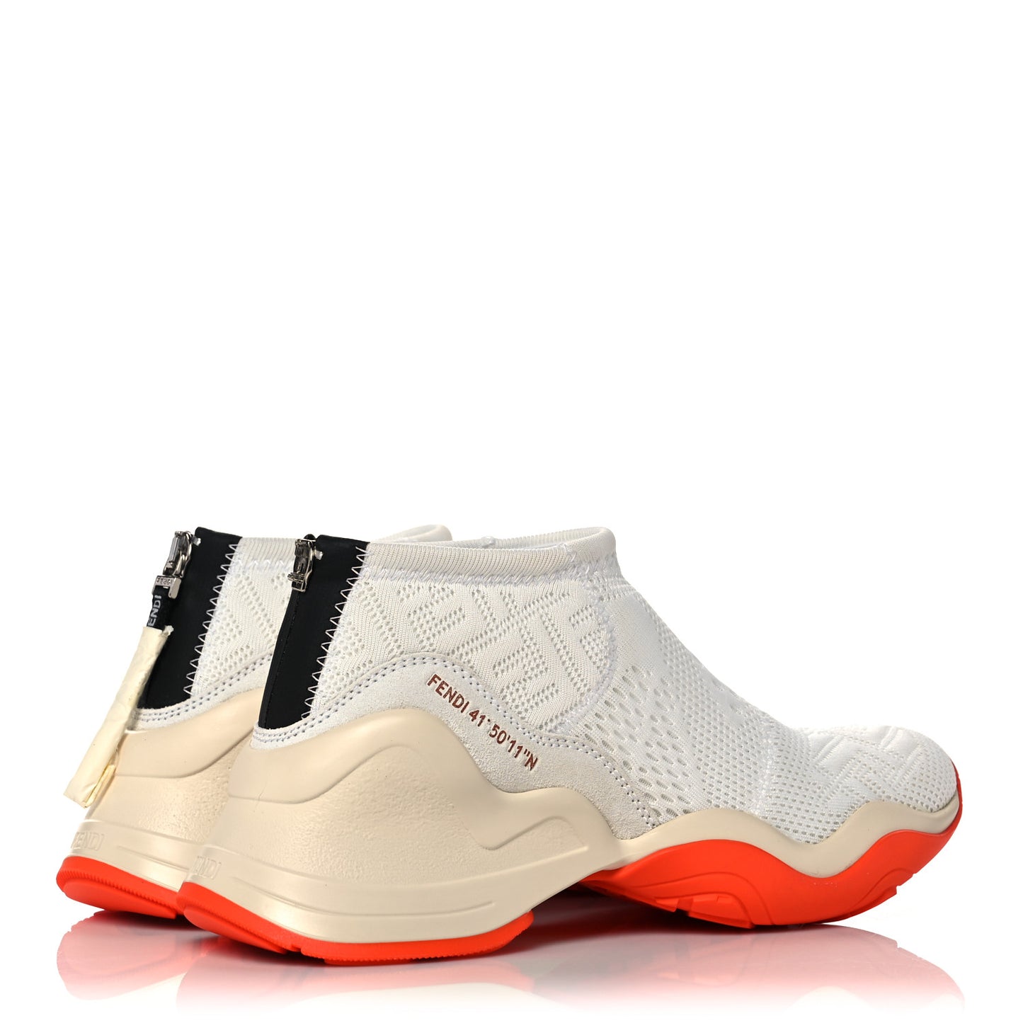 Technical 3D Mesh Womens FFluid Zip Up Sneakers 37 White Latte Ruggine