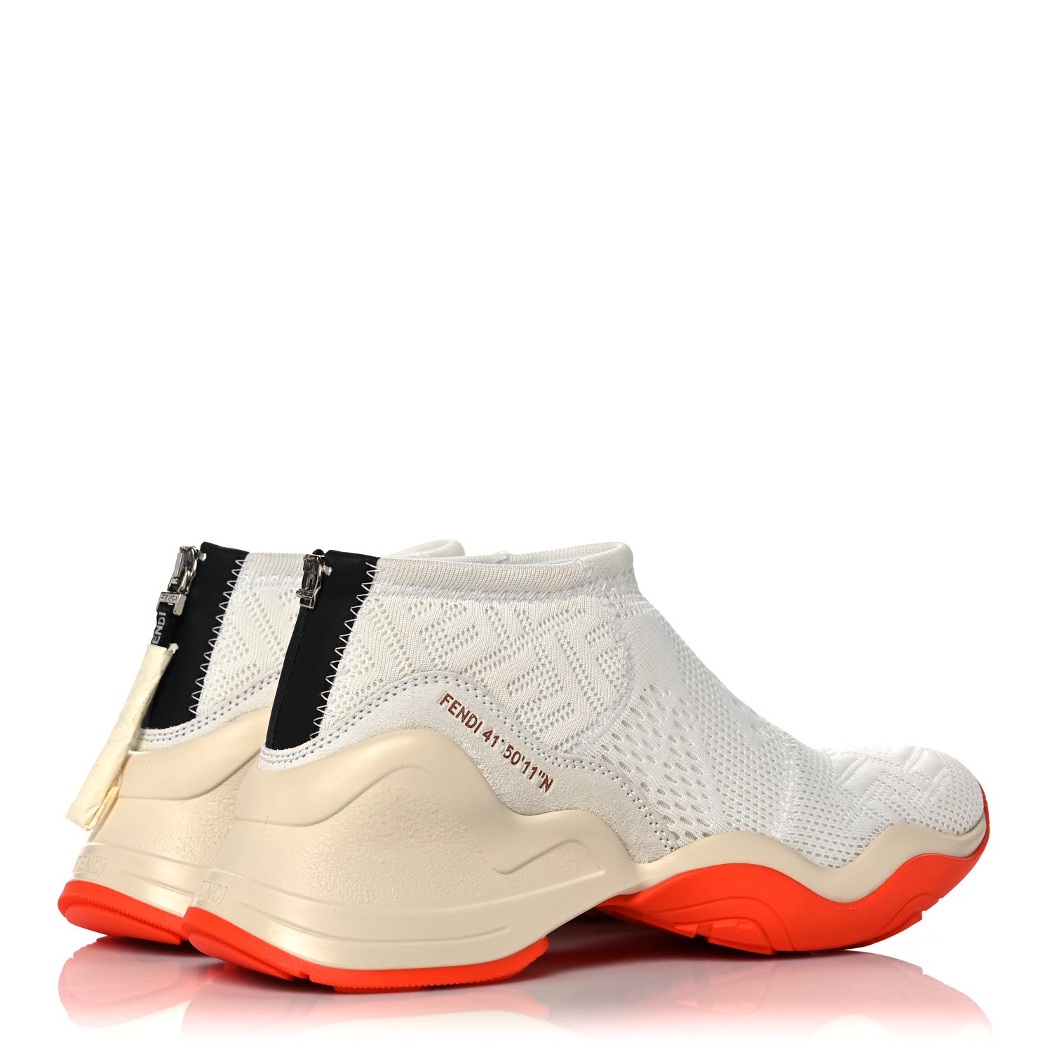 Fendi Technical 3D Mesh Womens FFluid Zip Up Sneakers 37 White Latte Ruggine 4 of 10