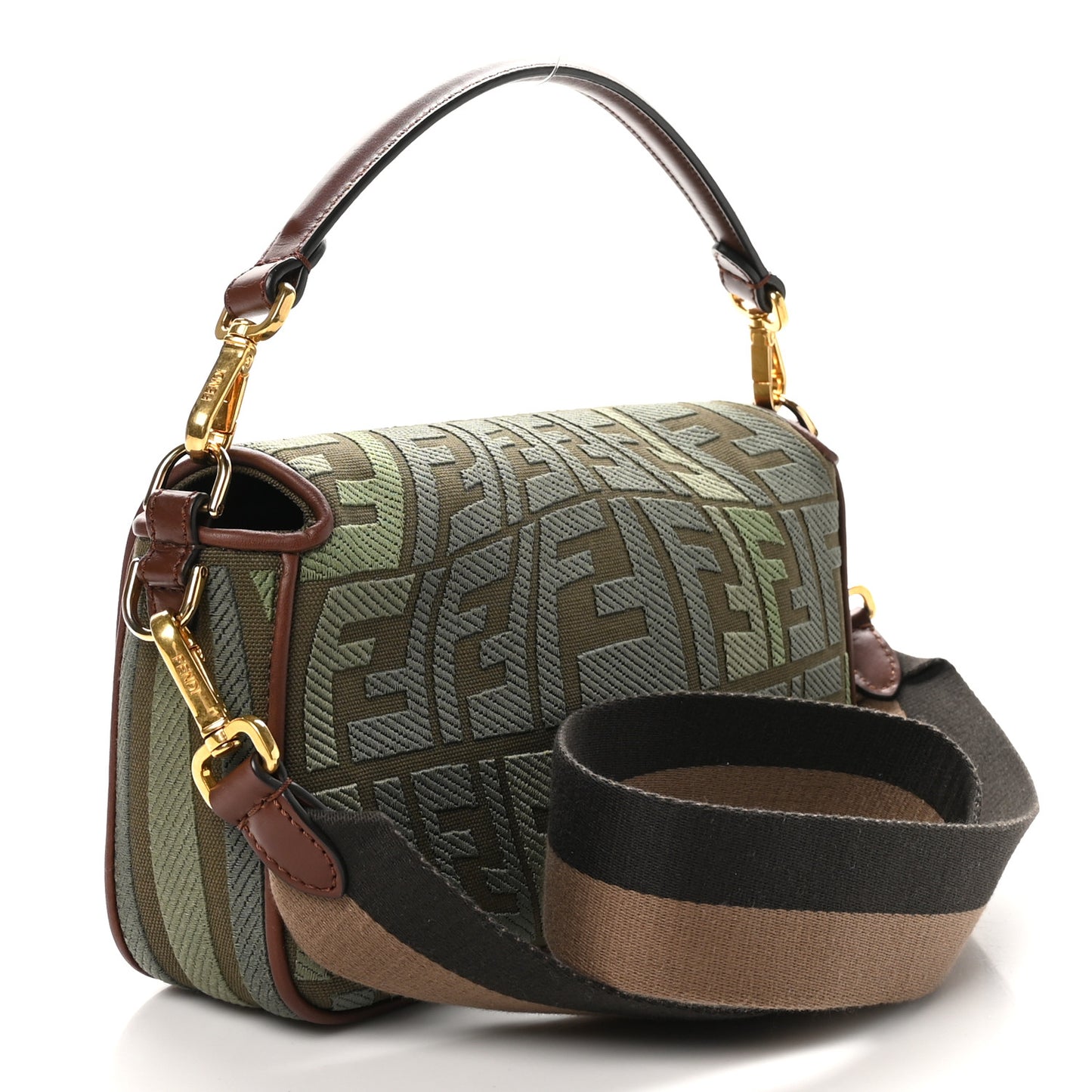 X SARA COLEMAN Canvas Vitello King FF Fish Eye Embroidered Baguette Amazzonia Ghianda
