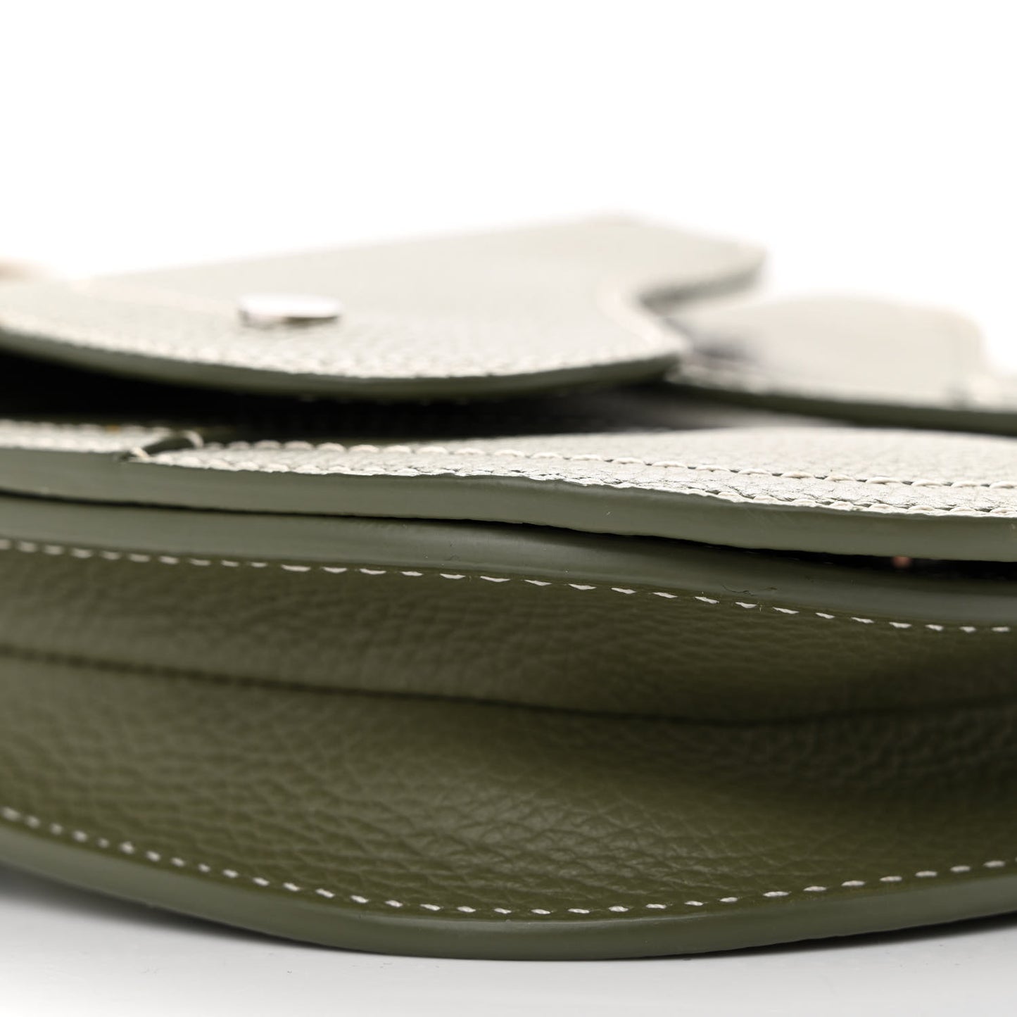 X KAWS Grained Calfskin Saddle Pouch Olive