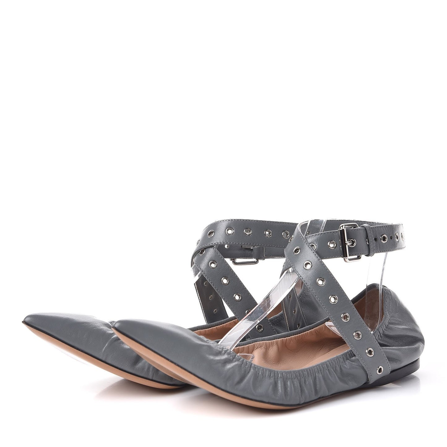 Nappa Love Latch Ballerina Flats 36 Light Stone