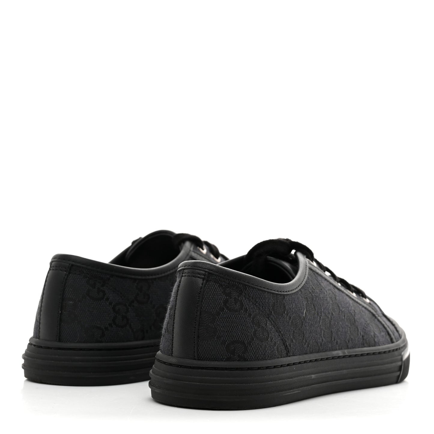 GG Monogram Calfskin Womens Low Top Sneakers 38 Piombo Black