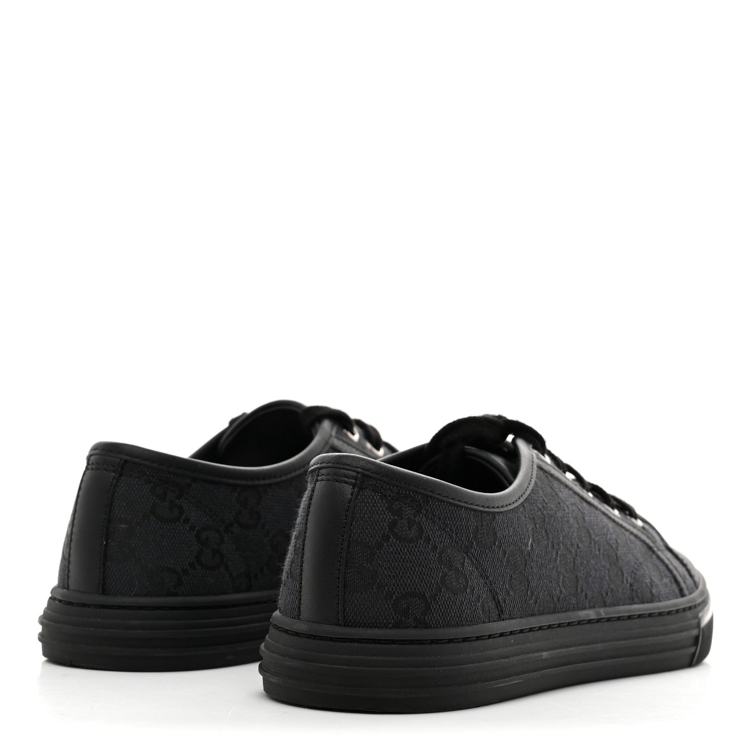 Gucci GG Monogram Calfskin Womens Low Top Sneakers 38 Piombo Black 5 of 10