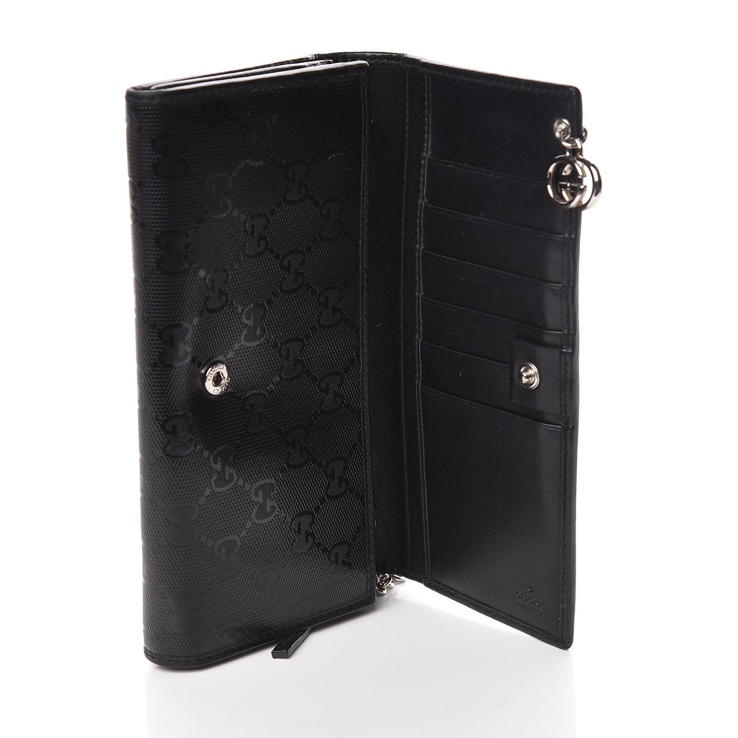 Gucci Imprime Monogram GG Pierce Chain Clutch Wallet Black 7 of 12