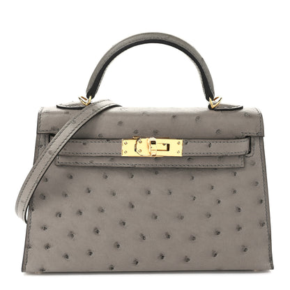 Hermes Ostrich Kelly Sellier Mini 20 Gris Tourterelle 1 of 9
