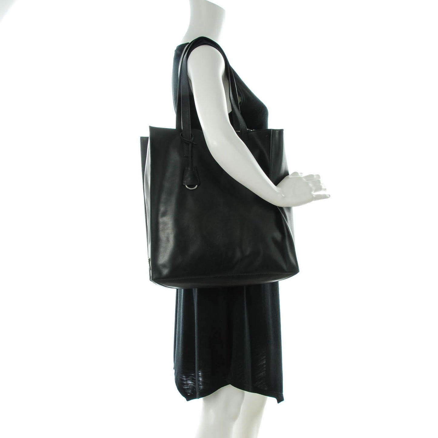 Soft Calf Shopping Tote Black Celeste