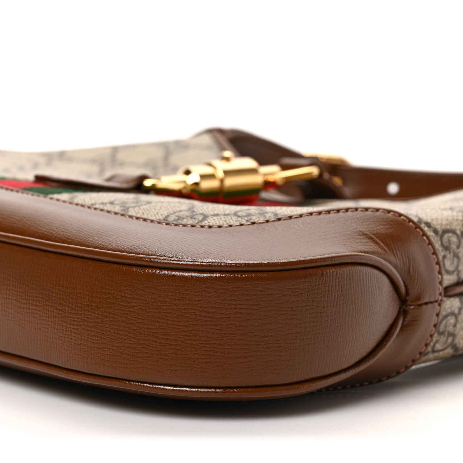 Gucci GG Supreme Monogram Azalea Calfskin Web Small Jackie 1961 Hobo Beige Ebony Brown Sugar 9 of 9