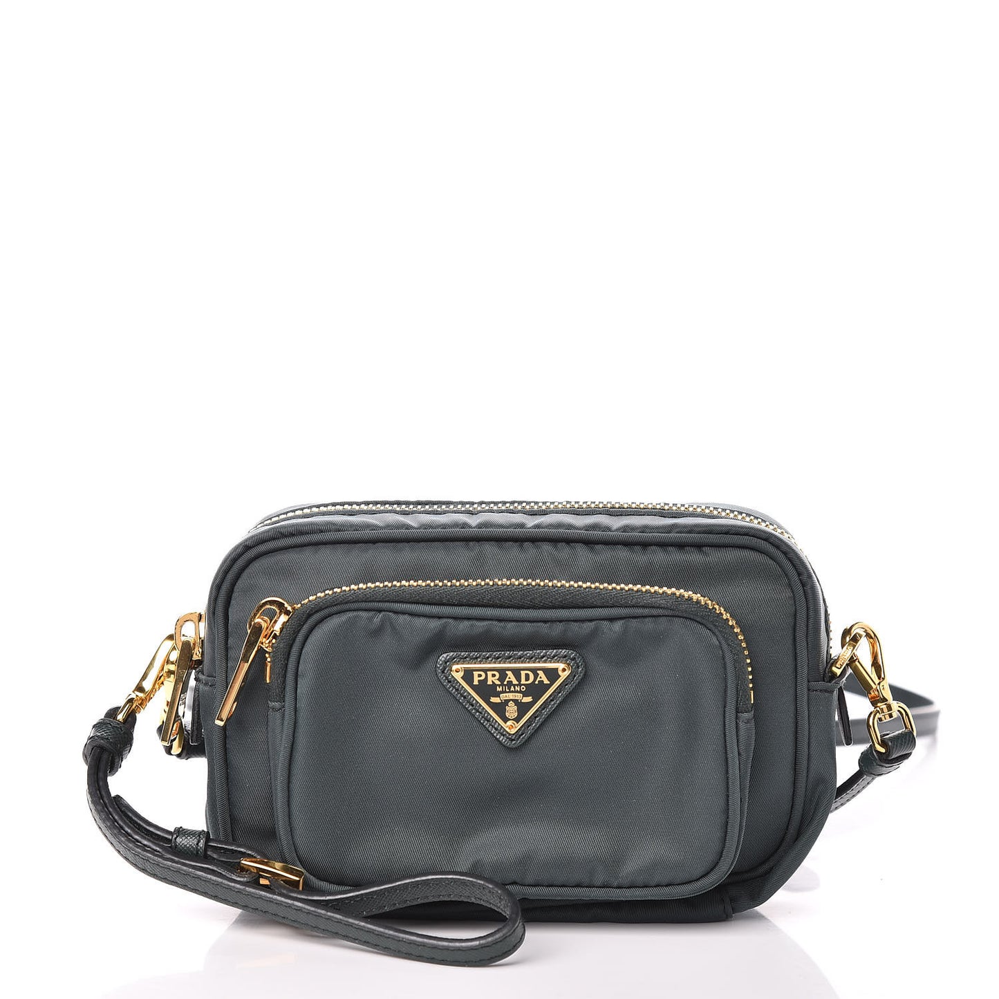 Tessuto Nylon Convertible Crossbody Wristlet Petrolio