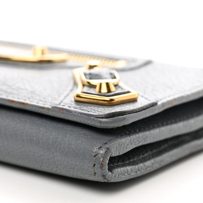 Balenciaga Chevre Gold Metallic Edge Hardware Continental Flap Wallet Bleu Acier 13 of 15