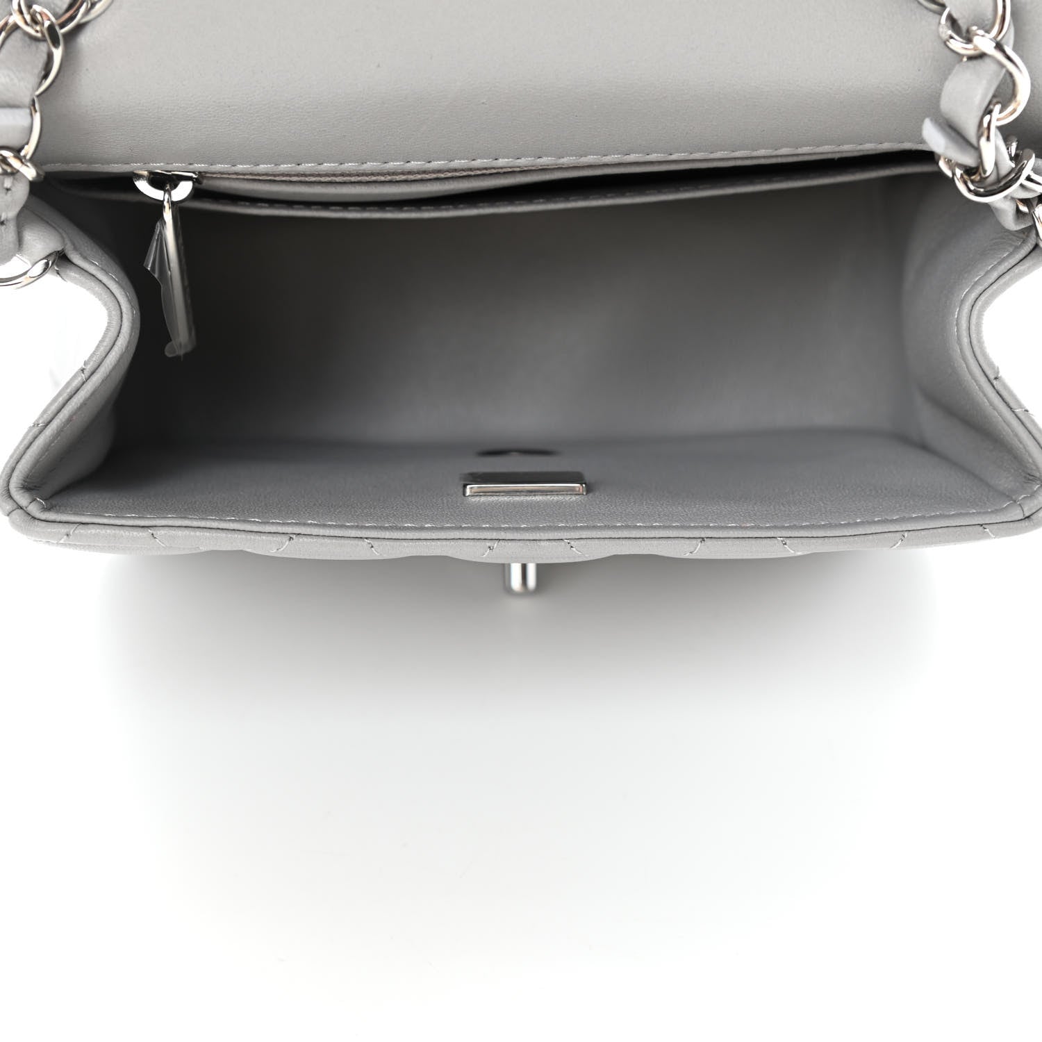 Chanel Lambskin Quilted Mini Square Flap Light Grey 4 of 4