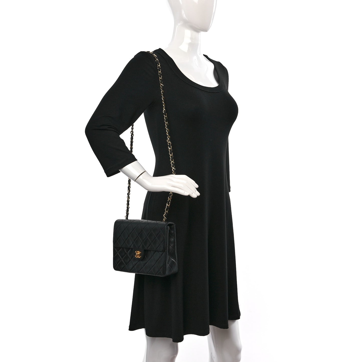 Lambskin Quilted Mini Square Flap Bag Black