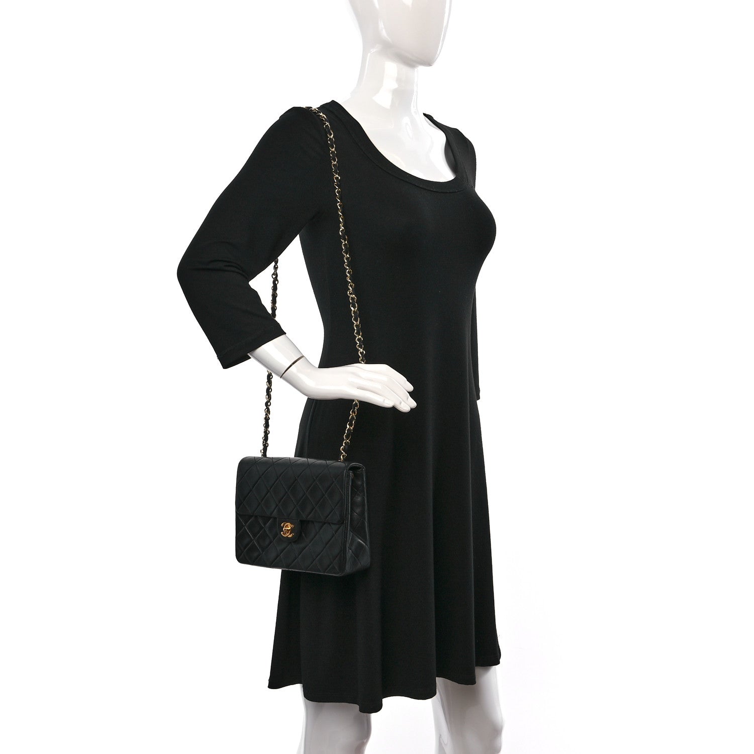 Chanel Lambskin Quilted Mini Square Flap Bag Black 2 of 9