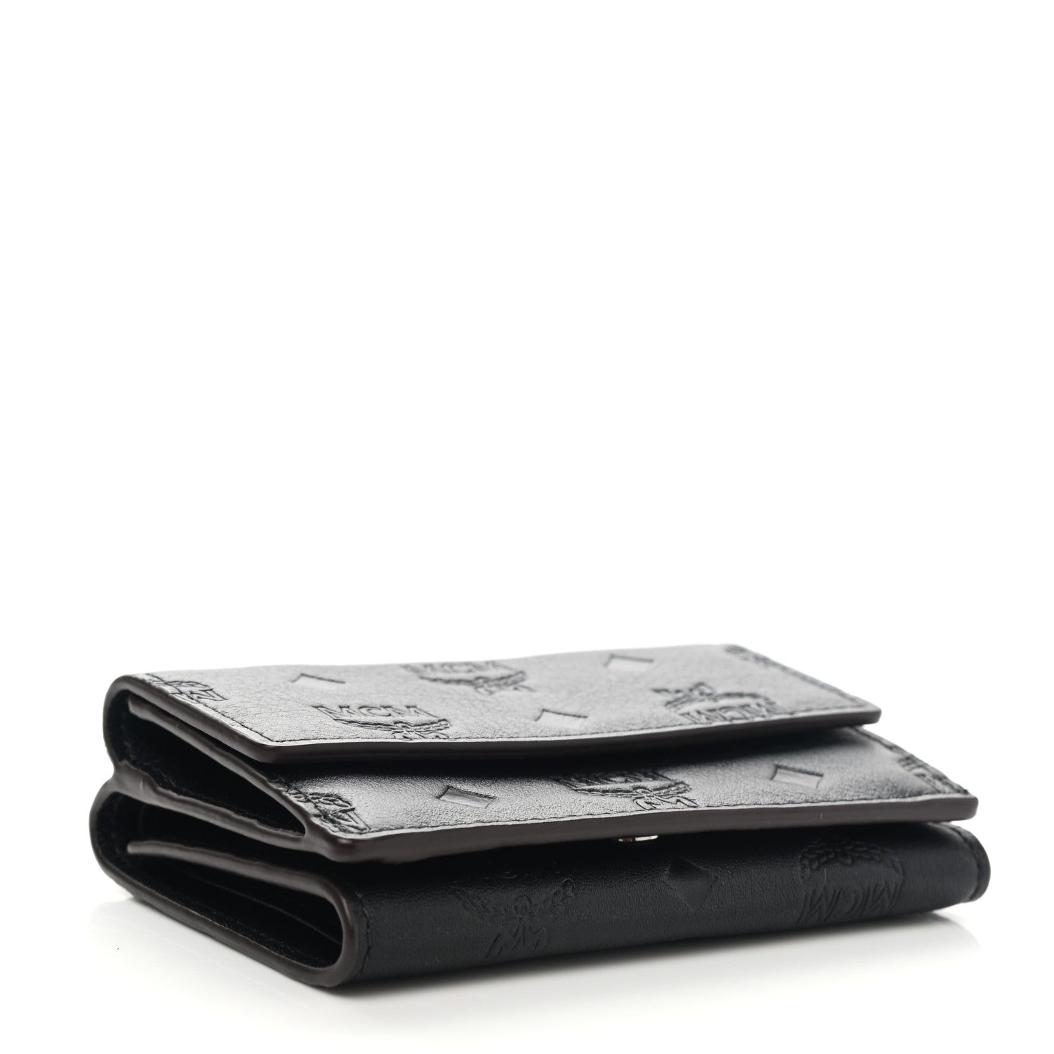 MCM Calfskin Ottomar Monogram Tri-Fold Wallet Black 4 of 9