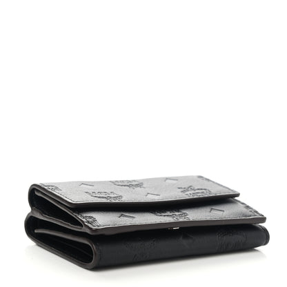 MCM Calfskin Ottomar Monogram Tri-Fold Wallet Black 4 of 9