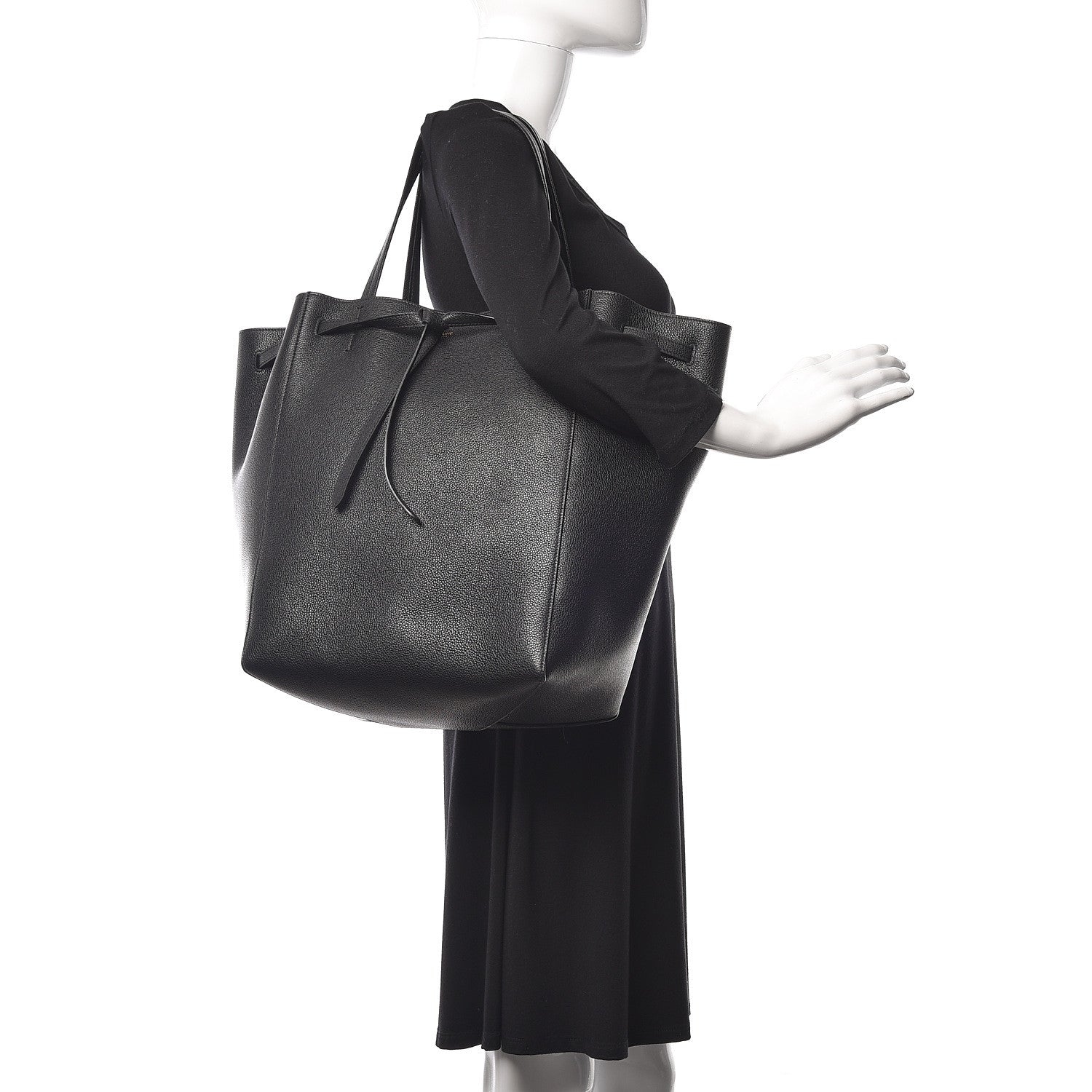 Celine Soft Grained Calfskin Medium Belt Cabas Phantom Black 2 of 13
