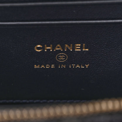 Chanel Wool Plaid Quilted Small Vanity Case With Chain Blue 6 of 10