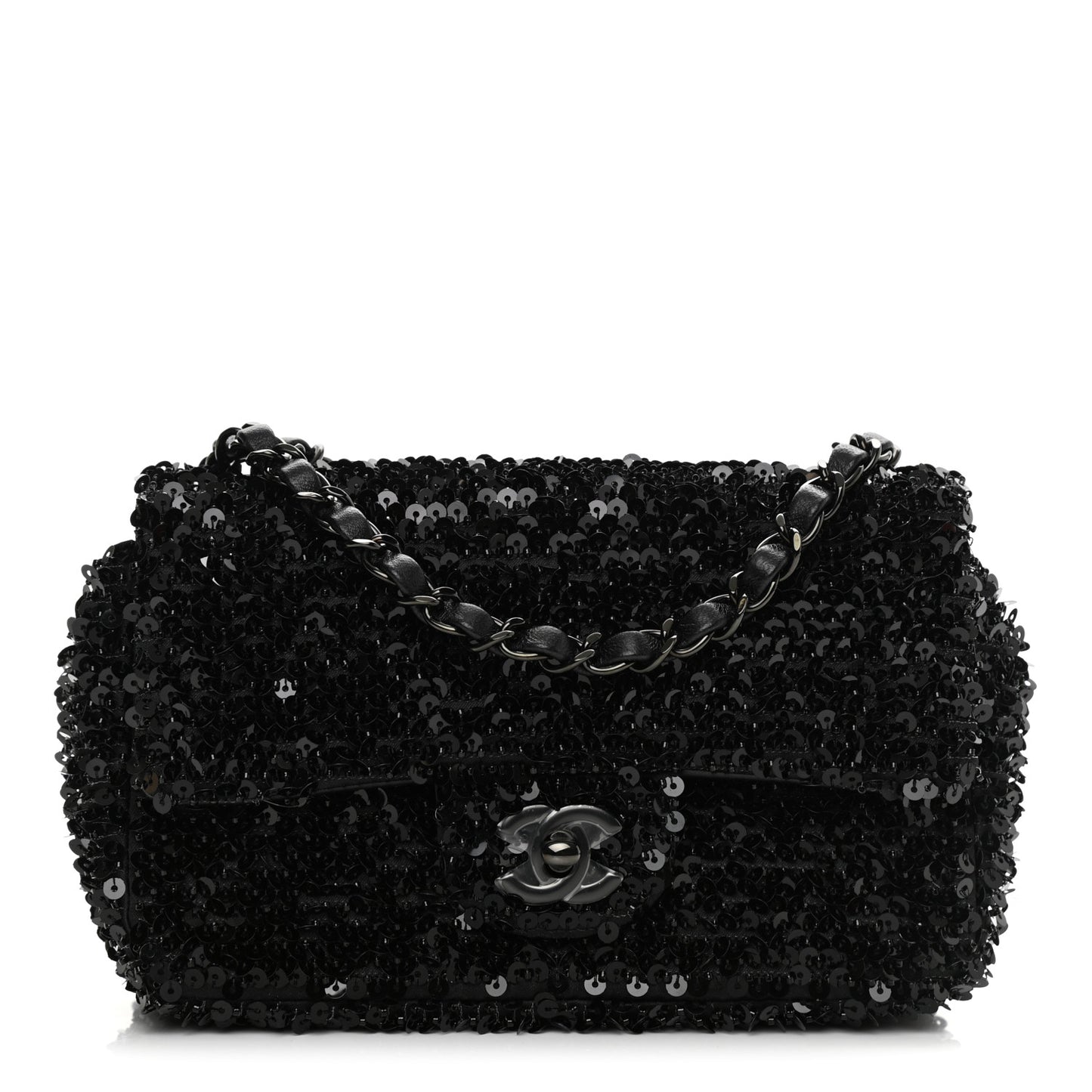 Sequin Mini Rectangular Flap Black
