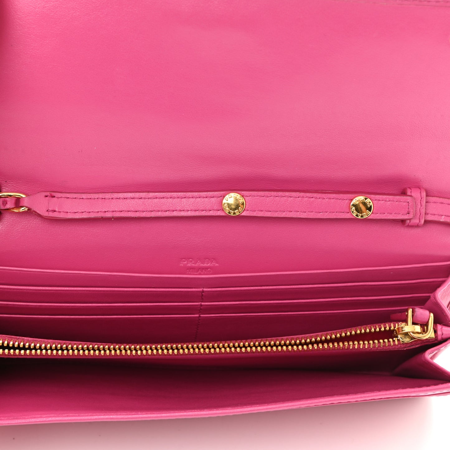 Soft Calfskin Quilted Chain Wallet Fuxia