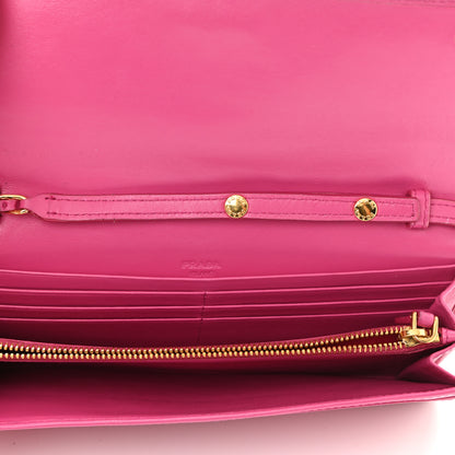 Prada Soft Calfskin Quilted Chain Wallet Fuxia 5 of 10