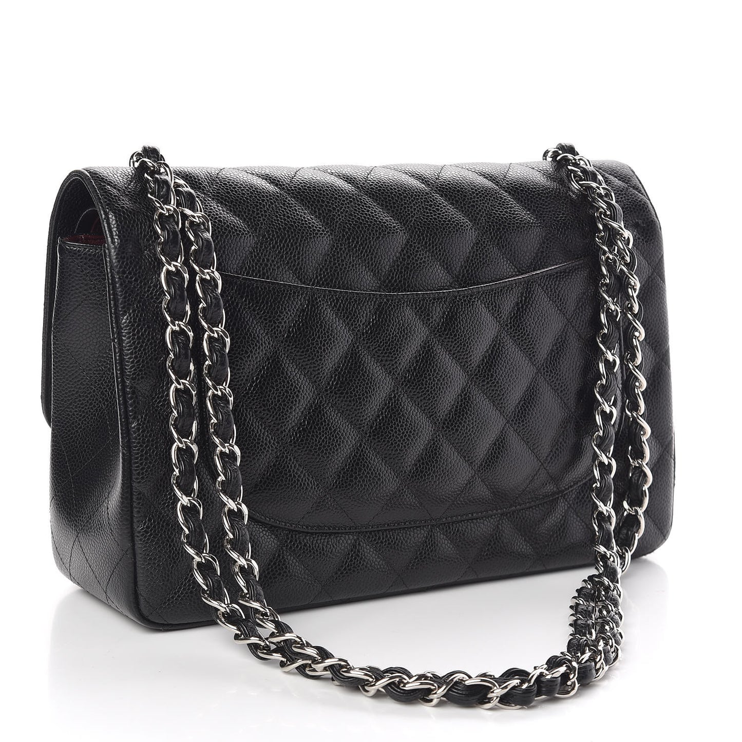 Caviar Quilted Jumbo Double Flap Black