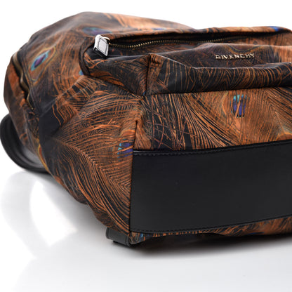 Givenchy Nylon Calfskin Peacock Print Backpack Brown 5 of 9