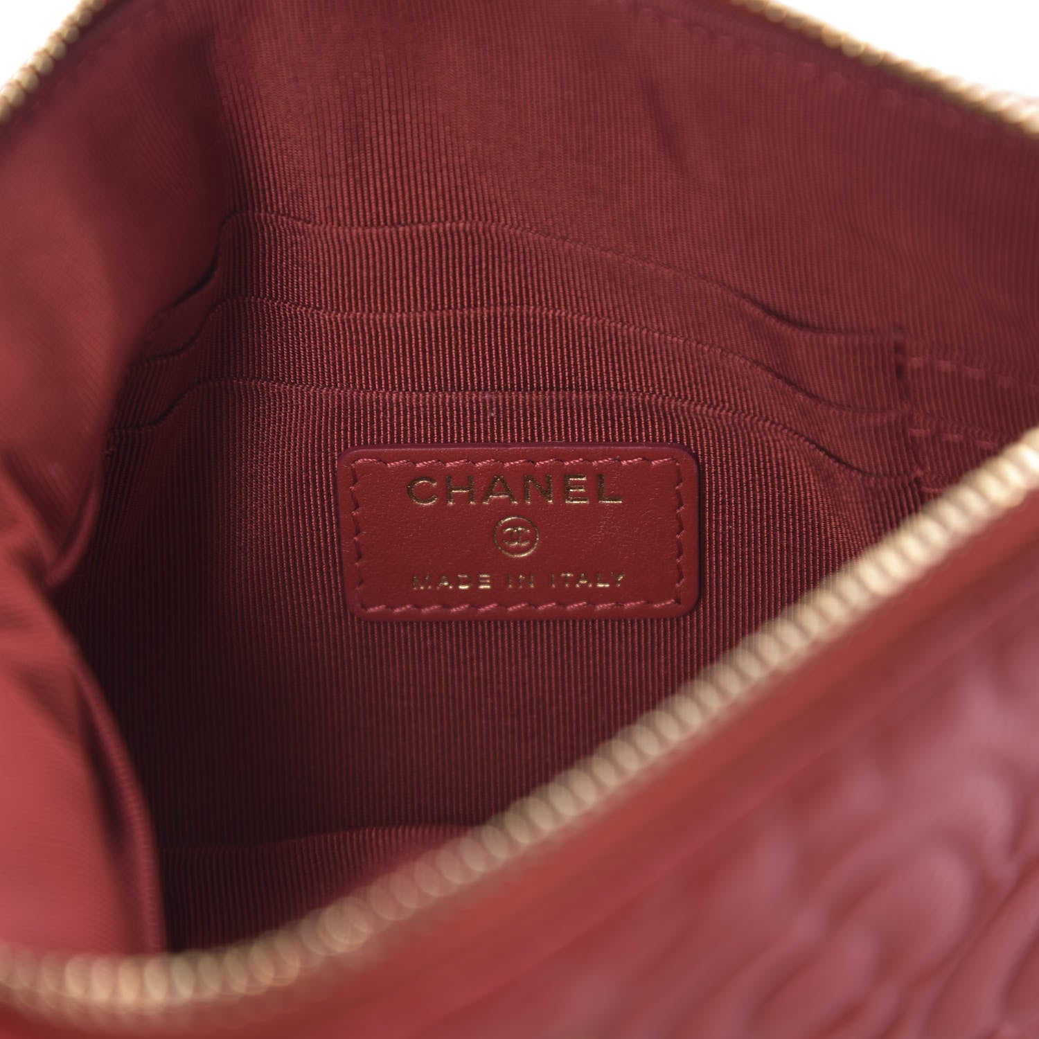Chanel Caviar Camellia Embossed Cosmetic Pouch Red 5 of 6