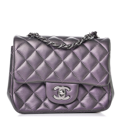 Chanel Iridescent Lambskin Quilted Mini Square Flap Dark Purple 1 of 8