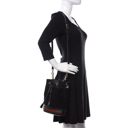 Gucci Suede Patent Web Small Ophidia Bucket Bag Black 2 of 10