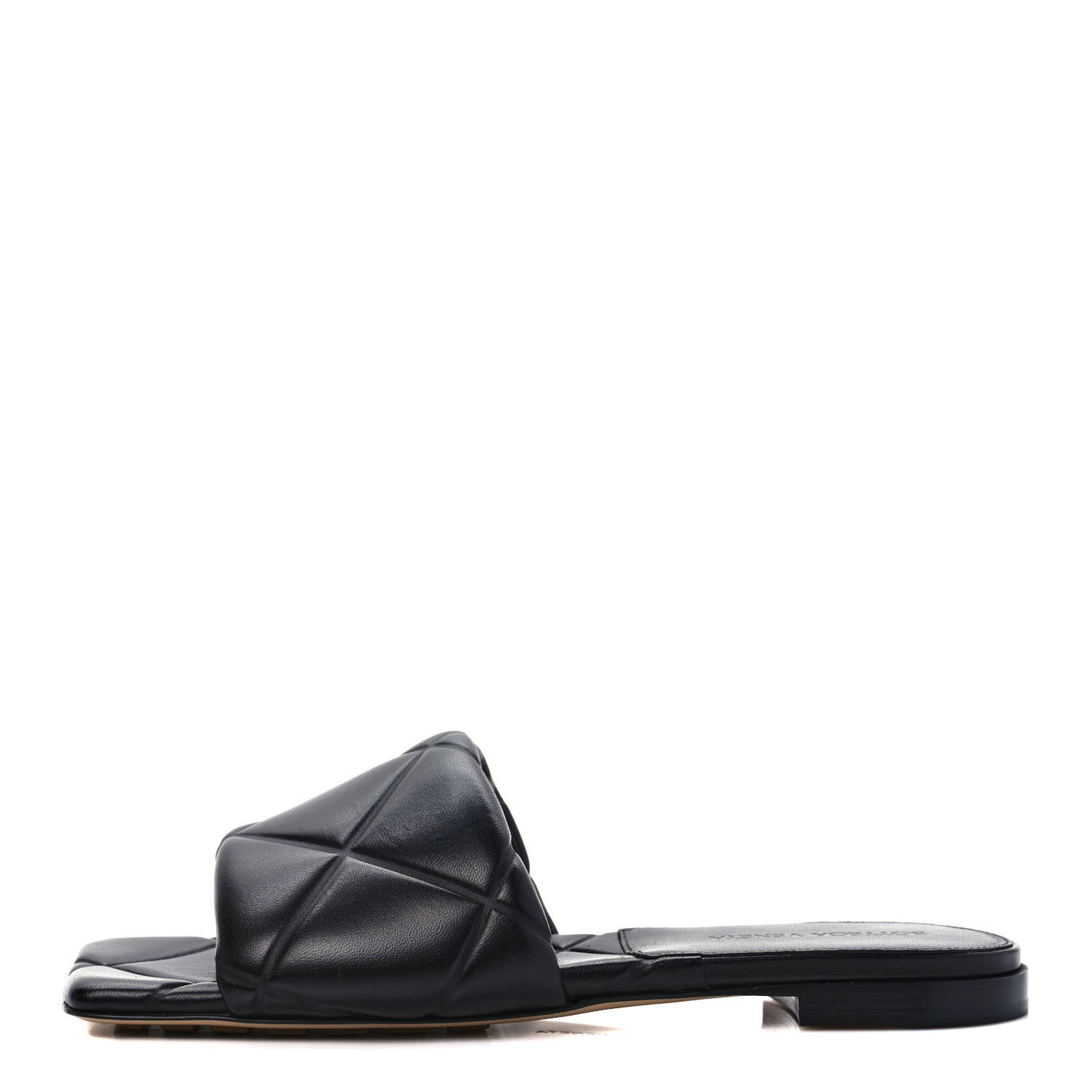 Nappa Quilted Rubber Lido Flat Sandals 37 Black
