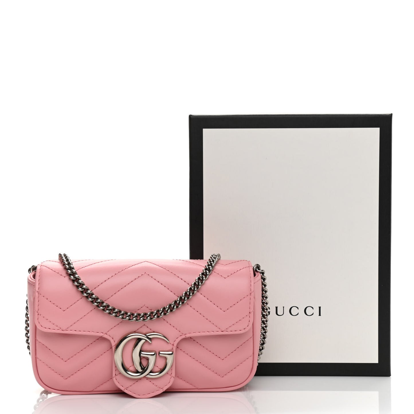 Calfskin Matelasse Super Mini GG Marmont Shoulder Bag Wild Rose