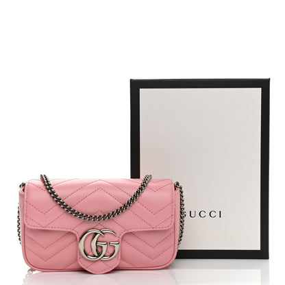 Gucci Calfskin Matelasse Super Mini GG Marmont Shoulder Bag Wild Rose 11 of 11