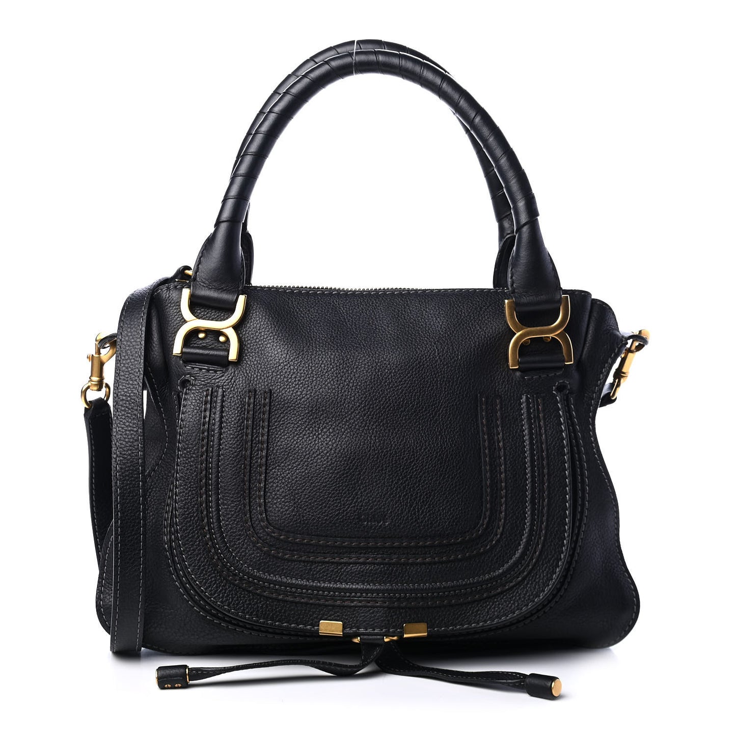 Calfskin Medium Marcie Satchel Black