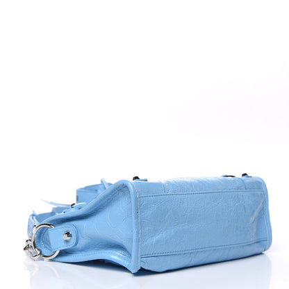 Balenciaga Agneau Classic Silver Hardware Mini City Logo Strap Baby Blue Black 4 of 8