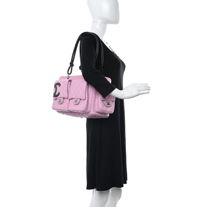 Chanel Calfskin Quilted Large Cambon Multipocket Reporter Pink Black 2 of 10