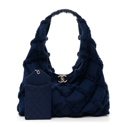 Chanel Cotton Canvas Large CC Embrace Hobo Navy 3 of 12