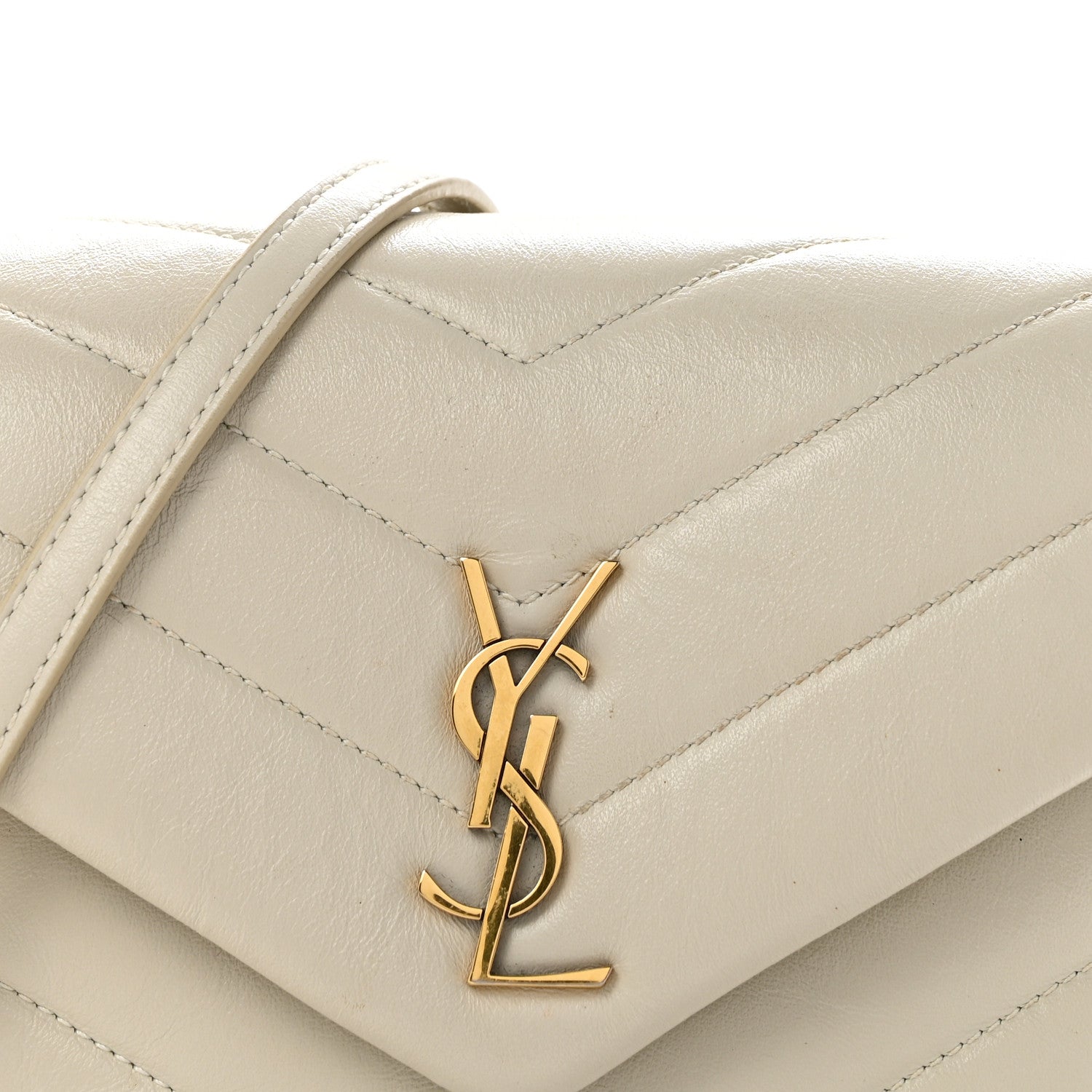 Saint Laurent Calfskin Y Quilted Monogram Toy Loulou Crossbody Bag Crema Soft 8 of 15