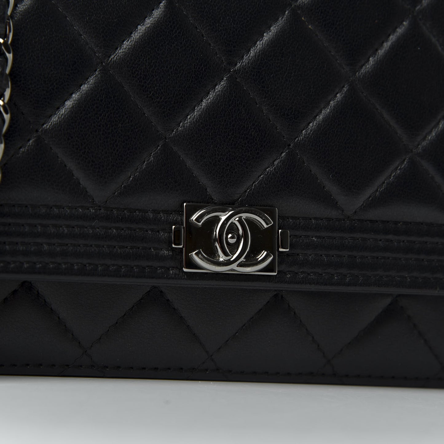 Lambskin Quilted Boy Wallet On Chain WOC Black