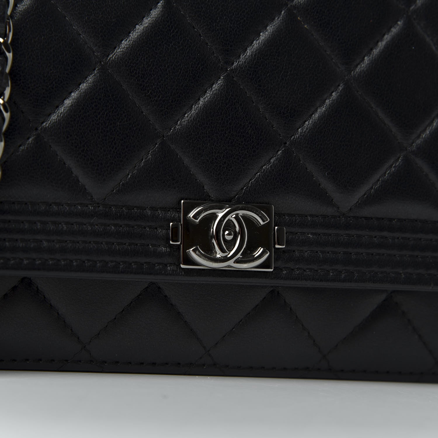 Chanel Lambskin Quilted Boy Wallet On Chain WOC Black 10 of 11