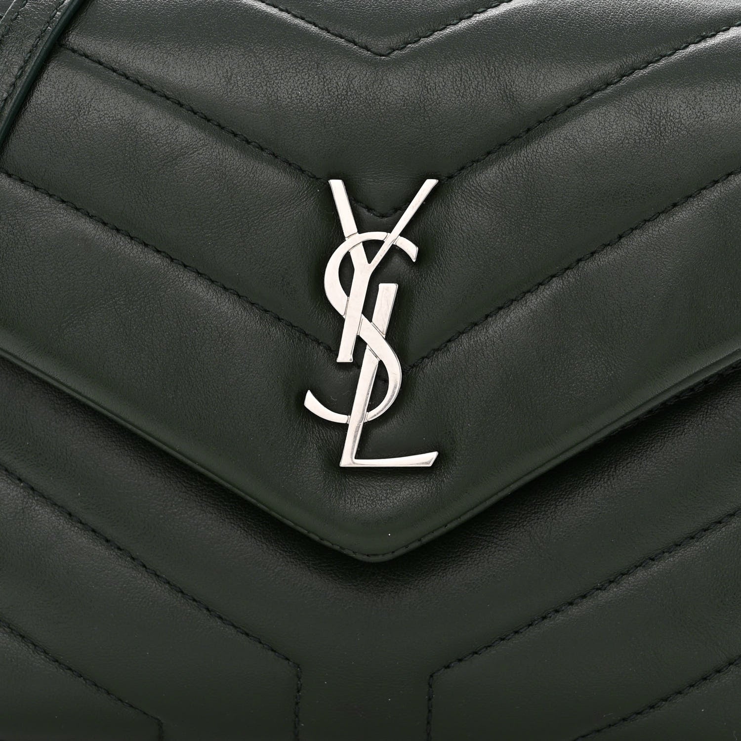 Saint Laurent Calfskin Y Quilted Monogram Toy Loulou Crossbody Bag Deep Green 9 of 13