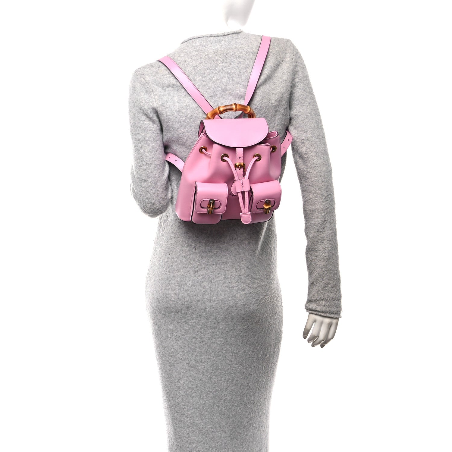 Gucci Calfskin Bamboo Backpack Glossy Pink 2 of 11
